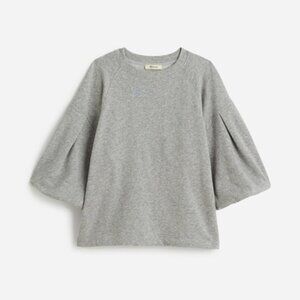 NWT Madewell Puff-Sleeve Sweatshirt Tee in Heather Gray – Women’s Size Small